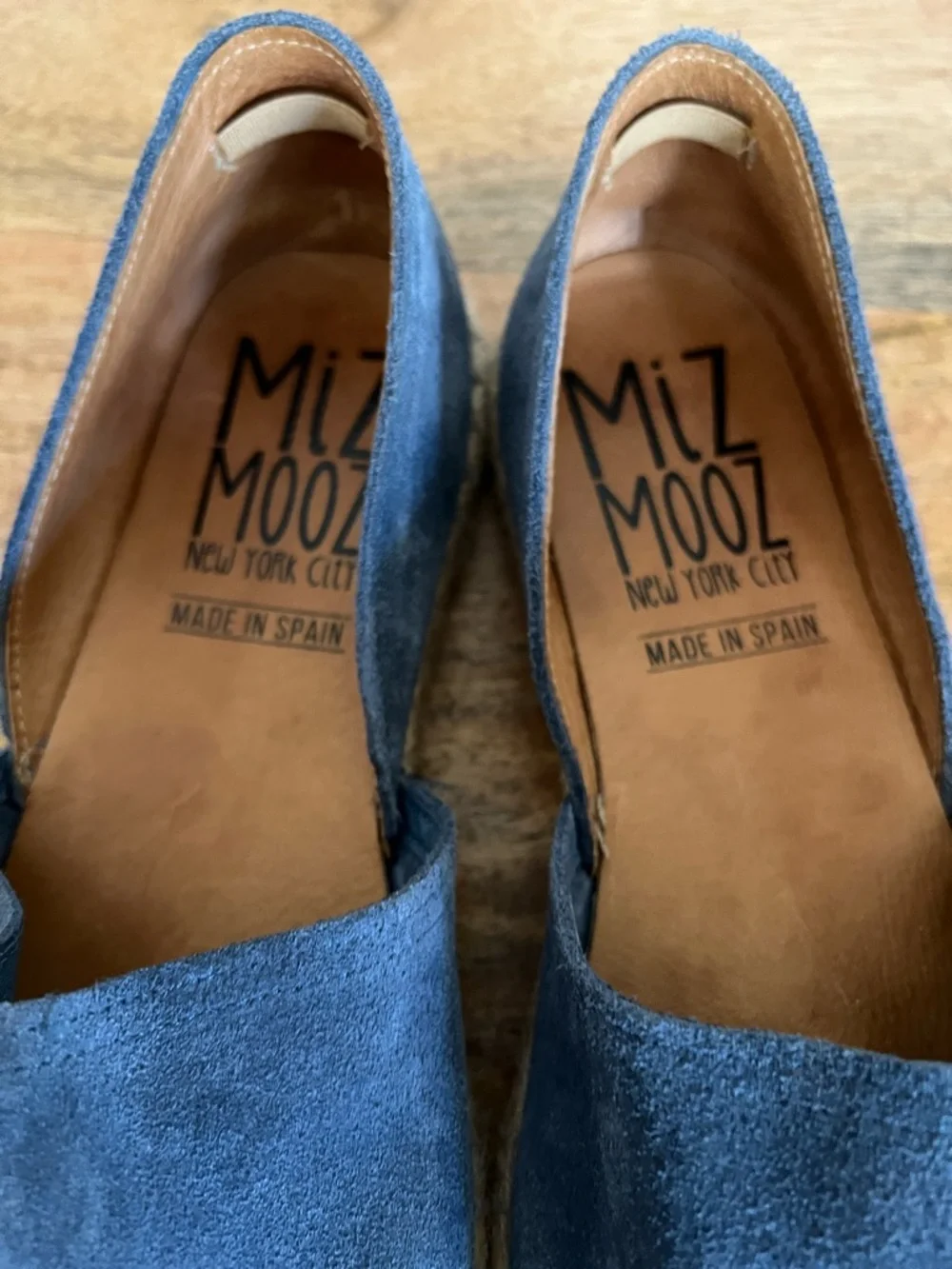 Miz Mooz Celestine Espadrille Flats Sz 40 Blue Suede Leather Shoes